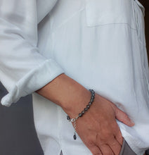 Load image into Gallery viewer, Herkimer Diamond from US Silver Bracelet "Stone of Light" - round beads 7-8 mm