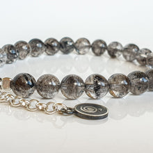 Load image into Gallery viewer, Herkimer Diamond from US Silver Bracelet "Stone of Light" - round beads 7-8 mm