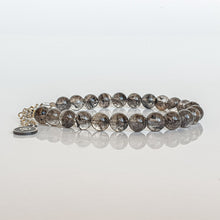 Load image into Gallery viewer, Herkimer Diamond from US Silver Bracelet "Stone of Light" - round beads 7-8 mm