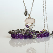 Load image into Gallery viewer, Herkimer Diamond from US Silver Bracelet "Stone of Light" - round beads 7-8 mm