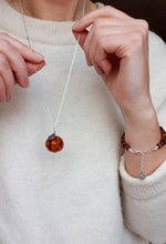 Load image into Gallery viewer, Cognac Amber Silver 925 Long  Necklace for Women "Sun Stories"