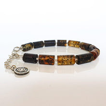 Load image into Gallery viewer, Black Baltic Amber Adjustable Silver 925 Bracelet for Women "Sun Stories"