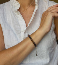 Load image into Gallery viewer, Black Baltic Amber Adjustable Silver 925 Bracelet for Women "Sun Stories"