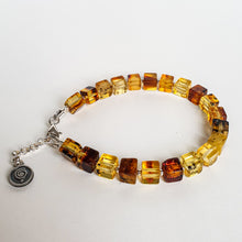 Load image into Gallery viewer, Amber Cube Silver 925 Adjustable Bracelet for Women "Sun Stories"