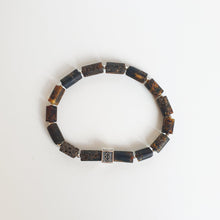 Load image into Gallery viewer, Black Row Amber Silver 925 Bracelet - Vytis - "Sun Stories"