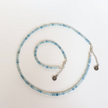 Load image into Gallery viewer, Aquamarine cube Silver 925 Necklace for Women "Stone of Faith"