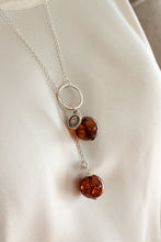 Load image into Gallery viewer, Baltic Amber Long Silver 925 Necklace for Women Cognac Colour "Sun Stories"