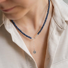 Load image into Gallery viewer, Dark Blue Sapphire Necklace "The Guide", silver 925, adjustable length