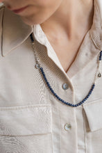 Load image into Gallery viewer, Set of Dark Blue Sapphire Necklace and Bracelet "The Guide", silver 925