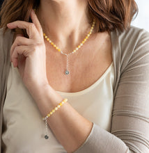 Load image into Gallery viewer, Luxury Light Baltic Amber and Sterling Silver 925 Bracelet and Necklace Set "Sun stories"