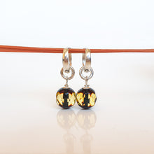 Load image into Gallery viewer, Natural Faceted Two-Tone Baltic Amber and Sterling Silver 925 Earrings