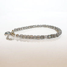 Load image into Gallery viewer, Set of Labradorite A+ Cube Beads Silver Necklace and Bracelet "The Guardian" - Petit Secret