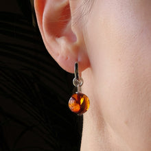 Load image into Gallery viewer, Silver 925 Earrings with Cognac Colour Baltic Amber "Sun Stories"