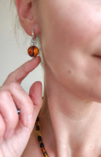Load image into Gallery viewer, Silver 925 Earrings with Cognac Colour Baltic Amber "Sun Stories"