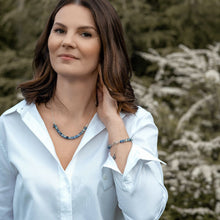 Load image into Gallery viewer, Kyanite A+ from Brasil Silver 925 Set of Bracelet and Necklace "Elevation"