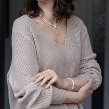 Load image into Gallery viewer, Set of Moonstone A+ Delicate Silver Bracelet and Necklace for Women "Intuition"